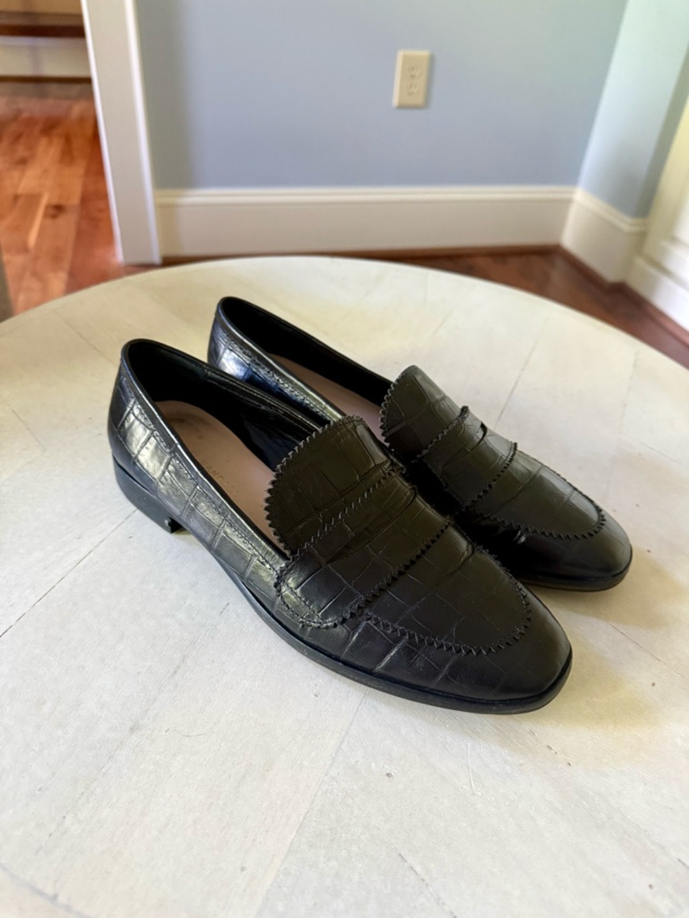 Loeffler Randall Beatrix Black Embossed Leather Loafer Size 9 🖤🖤🖤